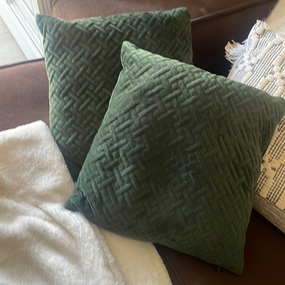 Small green throw pillows